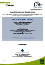 Communiqué "Natura 2000 Vallée du Loir : Comité de pilotage" - Novembre 2022