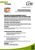 Communiqué "Un coup de pouce pour vos travaux - Des résultats encourageants" - Janvier 2021